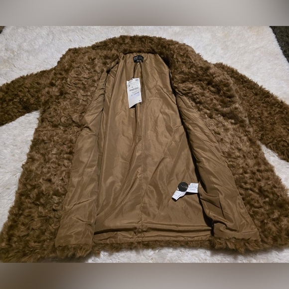 ZARA  try Collection faux fur brown women's coat Sz. Medium $60 NWT - Picture 8 of 10